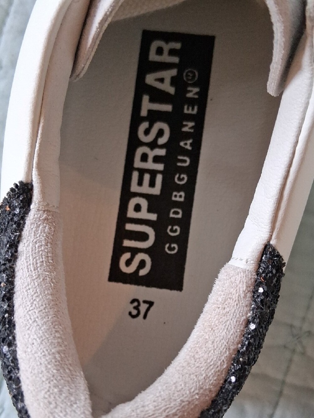 White Golden Goose Women's Sneaker with Silver Glitter Star - Picture 10 of 11